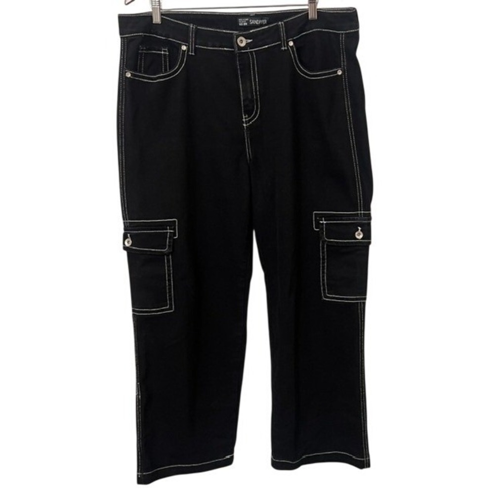 Sandpiper Contrast Y2K Goth Baggy Wide Leg Stitch Cargo Pants Womens Size 18W
